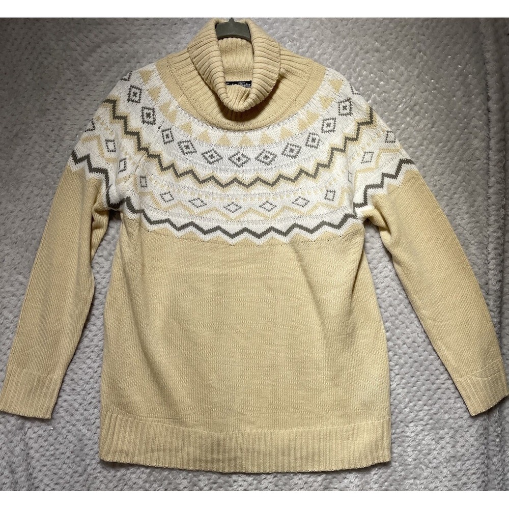 Evelyn Taylor Womens Beige Round Neck Acrylic Blend  Size S‎ Nordic